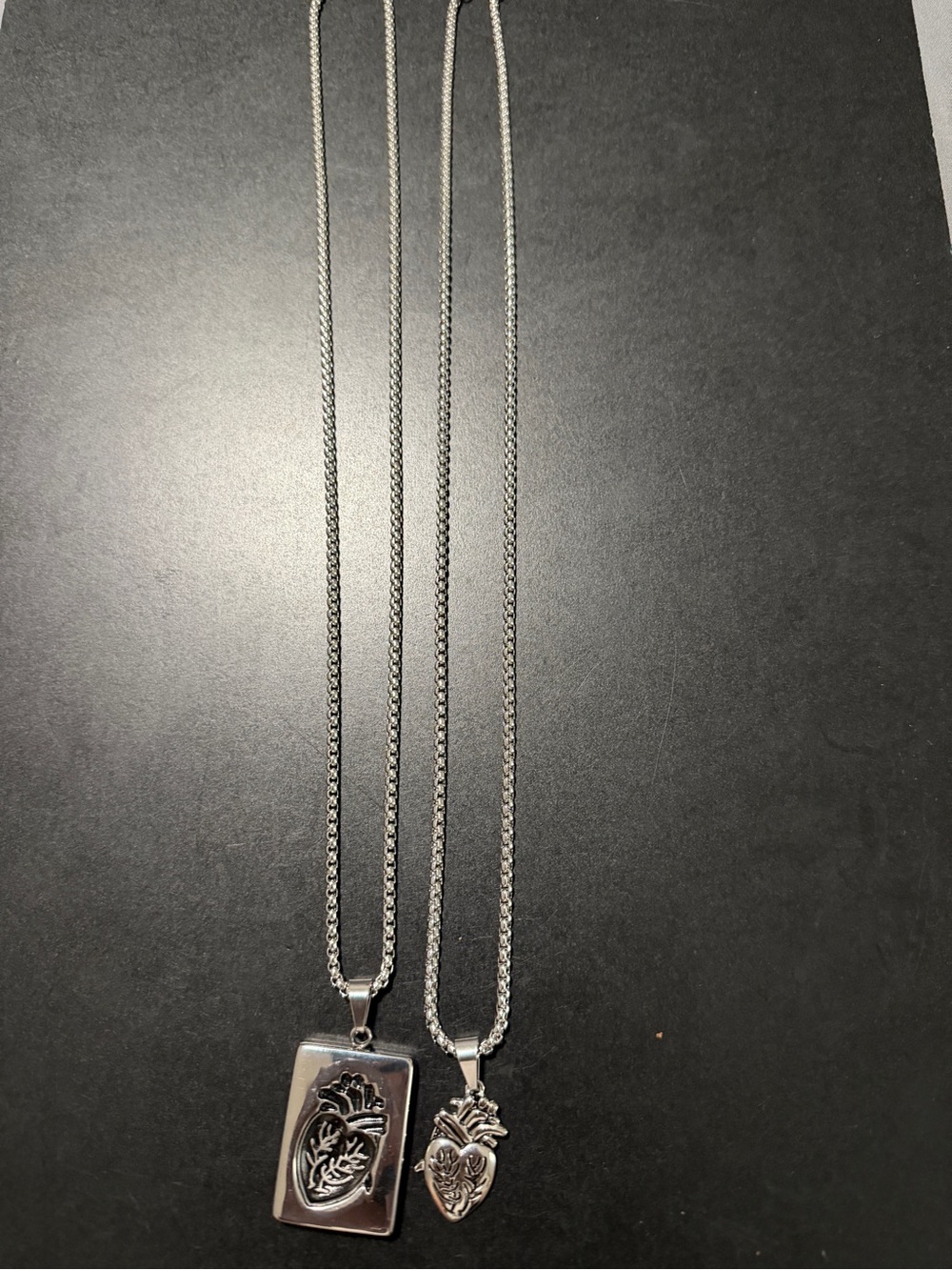 Sterling-Color Heart Pendant Necklace Set - Silver Tone Women’s Jewelry